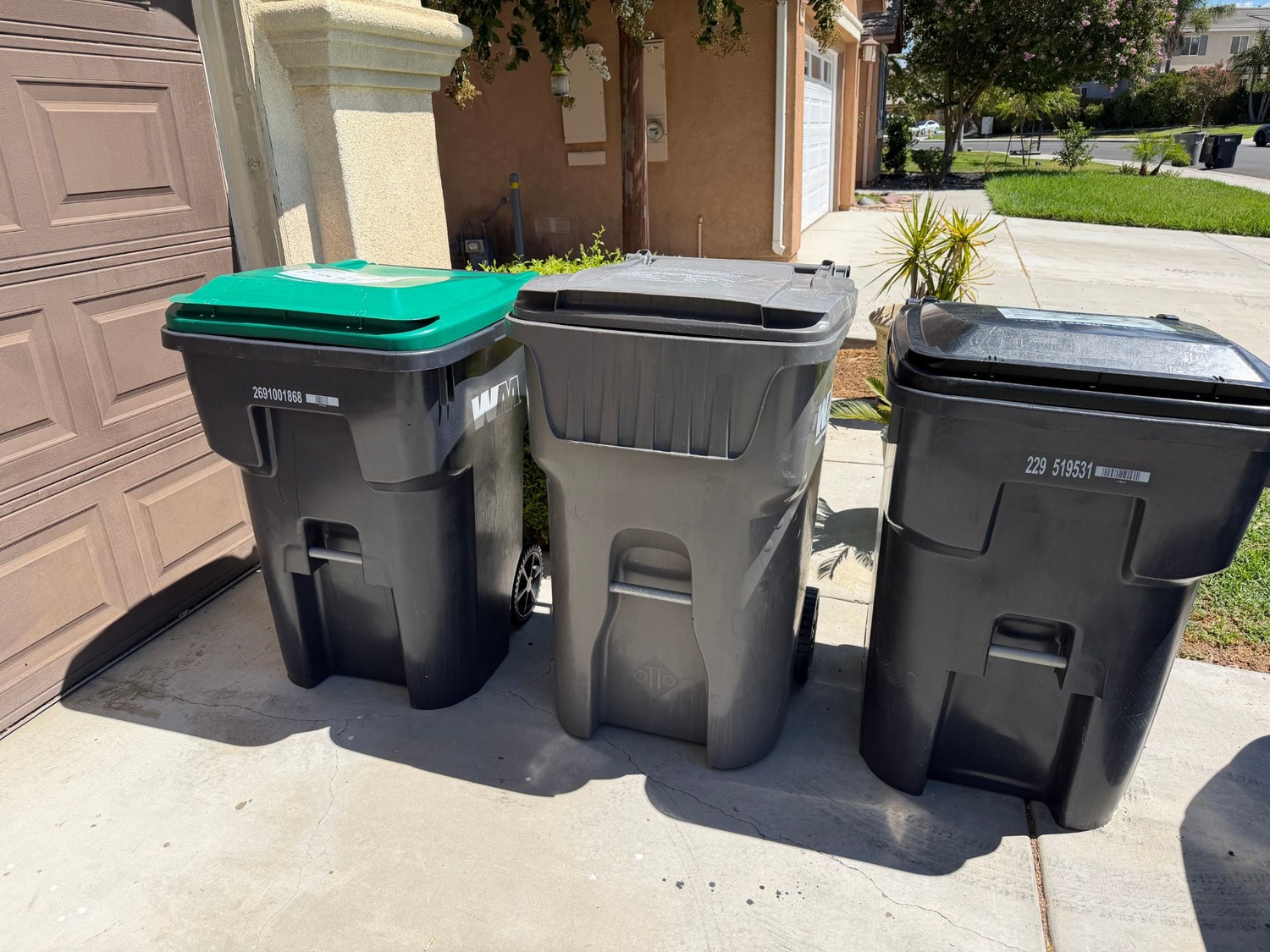 After: clean trash bins at the curb