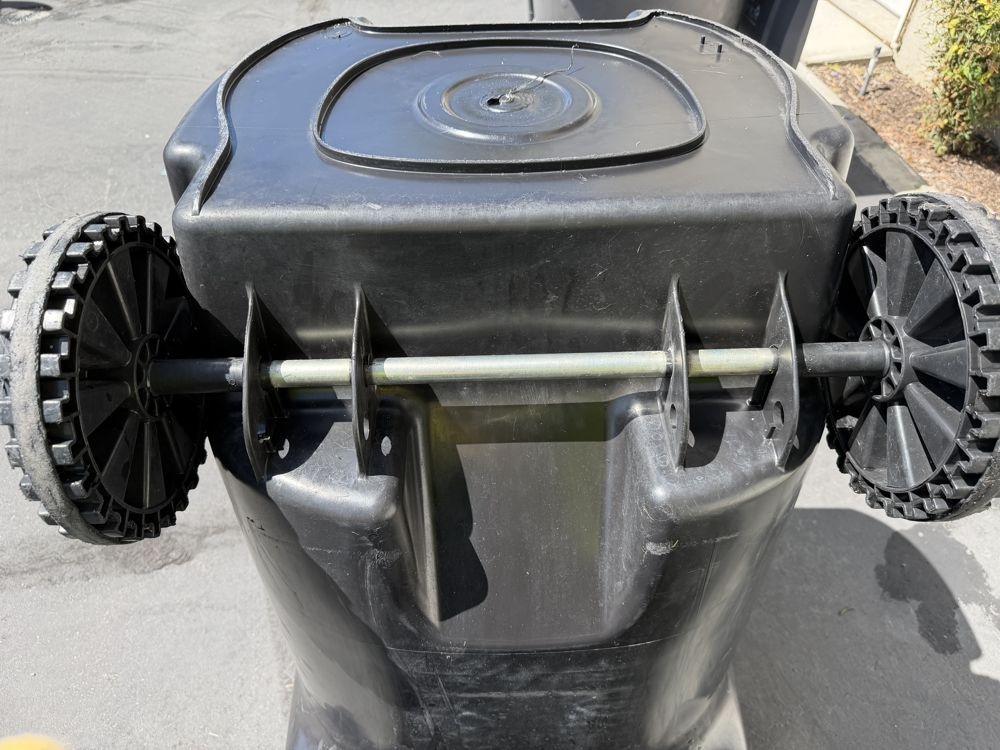 After: trash bin wheels and axle