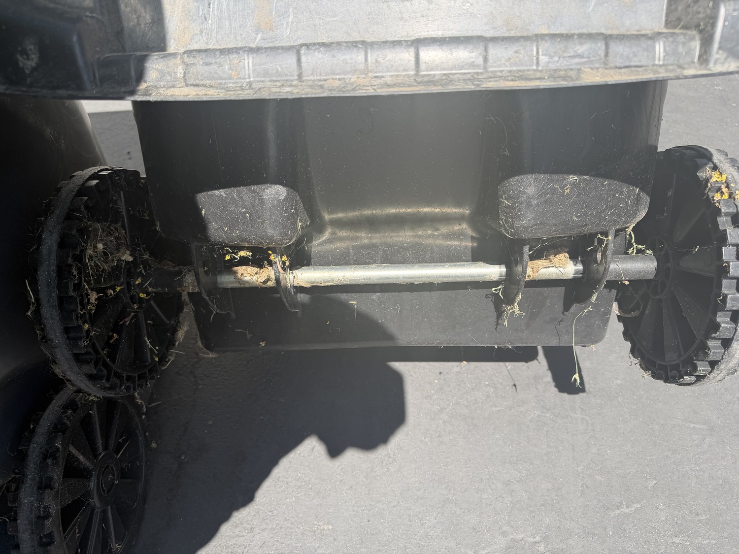 Before: trash bin wheels and axle