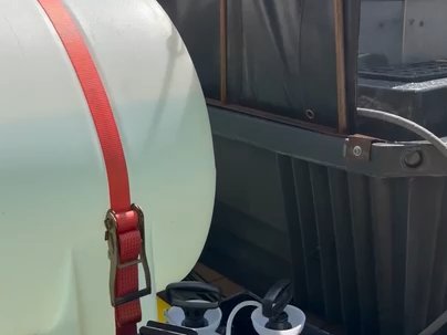 Cleaning equipment on the trailer mid-job